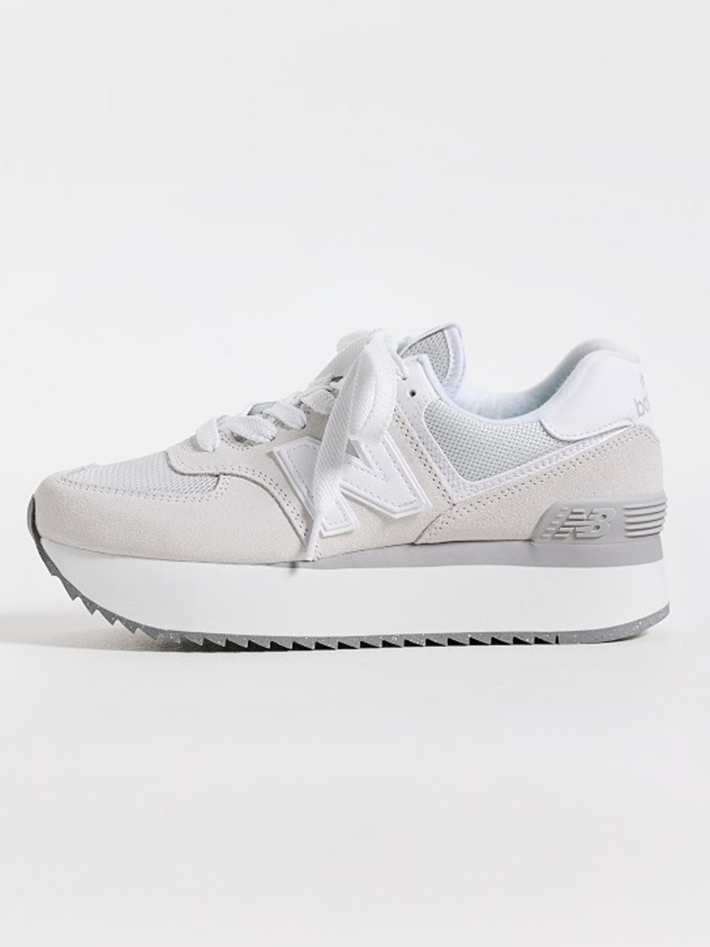 New Balance 574+ Platform Sneakers Reflection Grey White Retro Women’s Shoes 6.5
